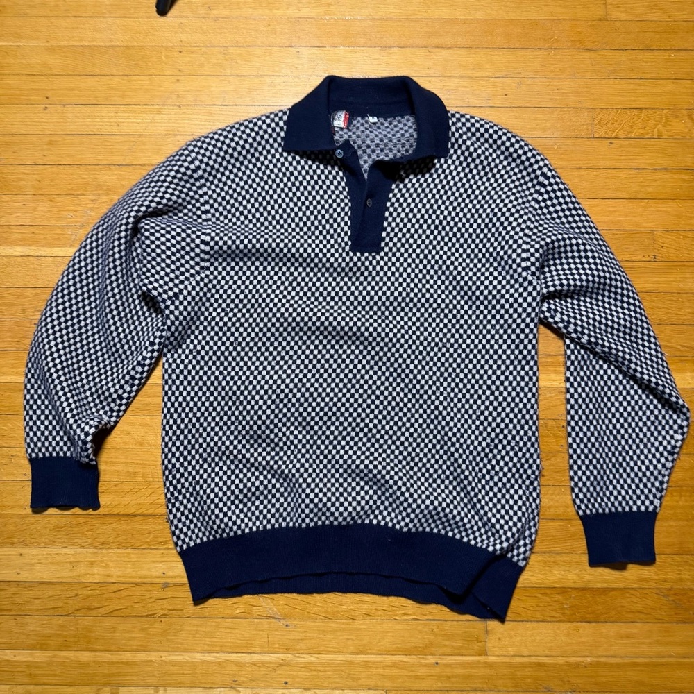 Cashmere checkered crew sweater